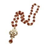 Om Trishul Damru Panchamukhi Rudraksha Mala (5 Mukhi)